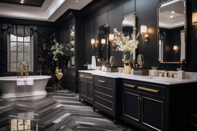 Luxurious Dark Custom Bathroom Upgrade Interior